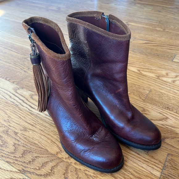 Ralph Lauren Carah Ankle Boots Tassel Fringe Brown - Picture 3 of 10